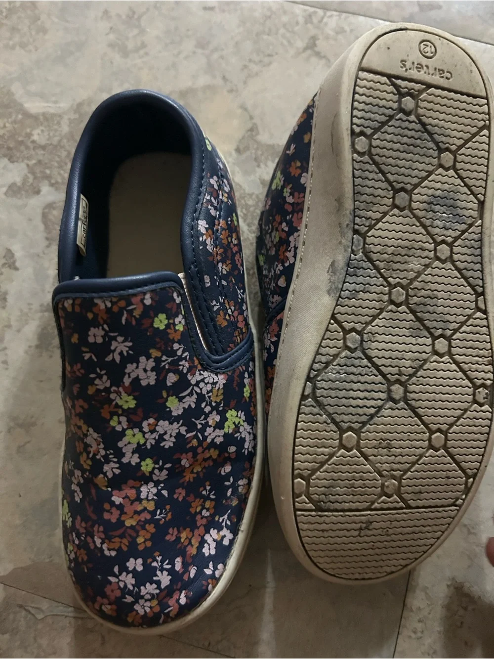 Carter's Navy Floral Slip-On Sneakers